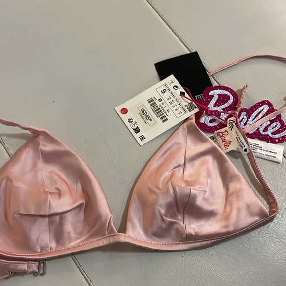NWT Barbie x Zara pink satin bralette Small - Picture 11 of 11